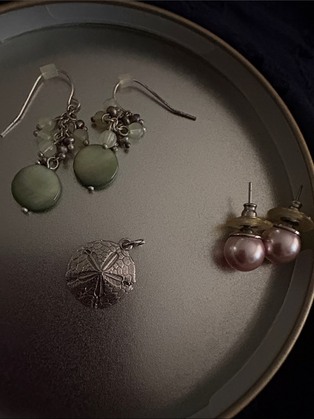 Bundle-Lia Sophia Hanging Earrings, Pink Pearl Earrings, Sand Dollar Pendant